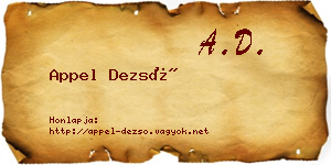 Appel Dezső névjegykártya